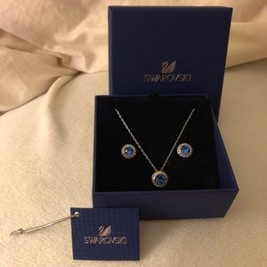 Swarovski Sapphire Pendant and Earrings Set
